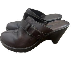 Born Clog Mules Slip On Platform Shoes Womens 8M Brown Leather